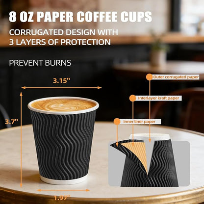 BYSNOW 100 Pack 8 oz Coffee Cups - Image 3