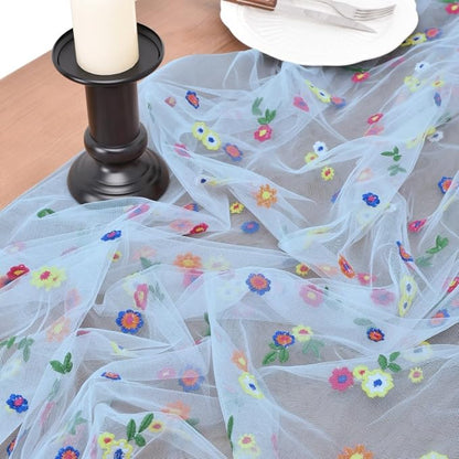 Flower Table Runner Floral Daisy Summer Birthday Party Garden Wedding Decor | - Image 3