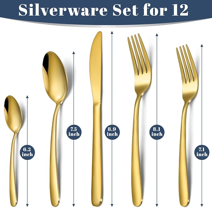 Hunnycook 60-Piece Gold Silverware Set - Image 2