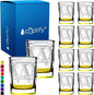 Personalized Square Shot Glasses Set of 10 Yellow Bottom 2oz Engraved Initial and Name Custom Gifts, Weddings, Birthdays, Party, Event, Decorations