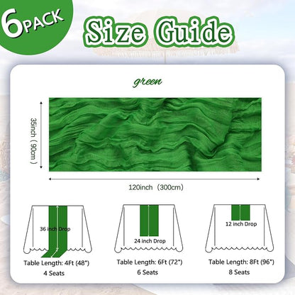 6 Pack Green Cheesecloth Table Runner 35 x 120 Inch | Boho Gauze Cheese Cloth - Image 2