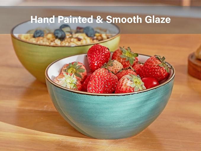 ONEMORE 16 oz Cereal Bowls Set of 4 Soup Bowls Ceramic - Image 3