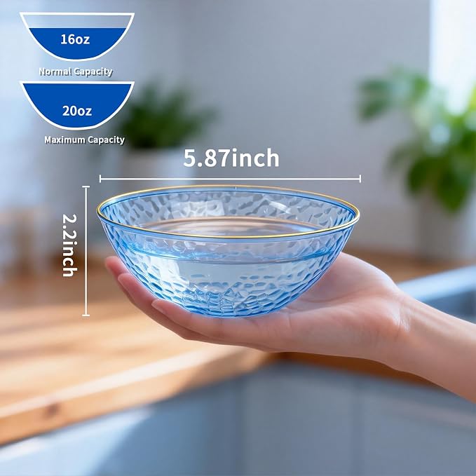 Tinybee 30 Pack Blue Plastic Bowls - Image 2
