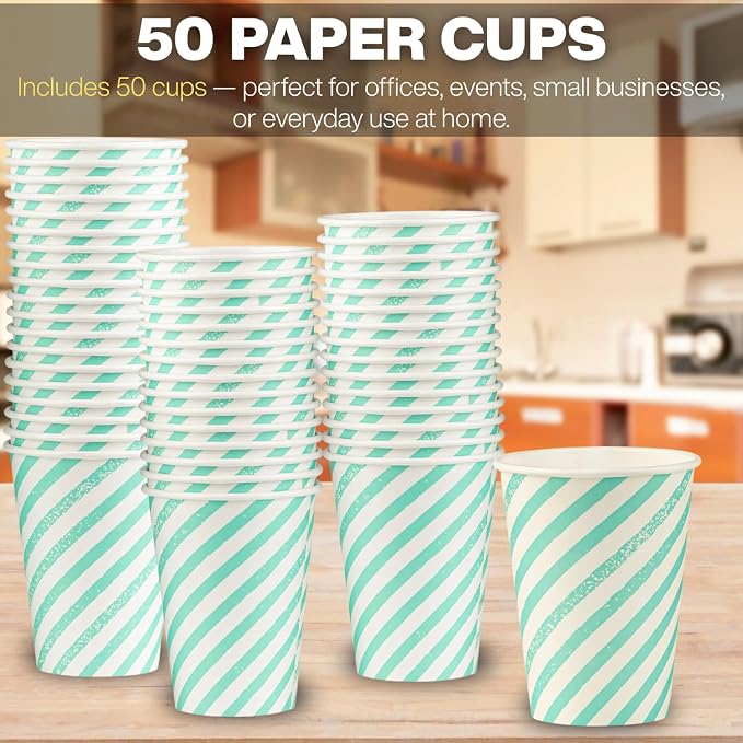 Disposable Coffee Cups, To Go Paper Hot Cups, Water Blue - Image 5