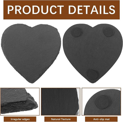 24 PCS Slate Drink Coasters Bulk, 4 Inch Black Slate Stone Coasters - Image 7