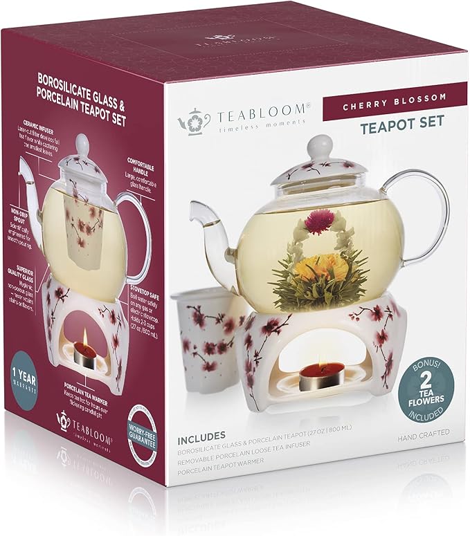 Teabloom Petite Cherry Blossom Teapot & Flowering Tea Gift Set - Image 6