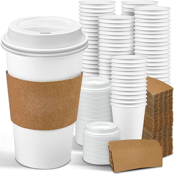 Ginkgo 100 Pack 16 oz Disposable Coffee Cups by HOME
