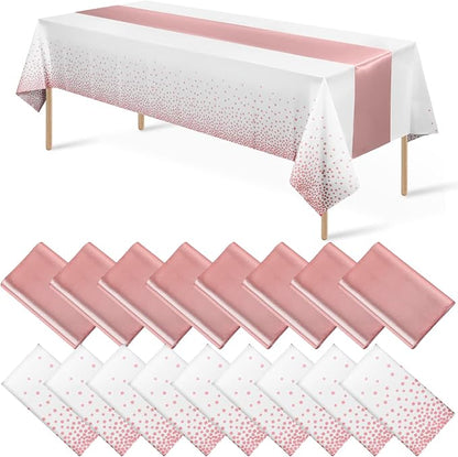 Disposable Plastic Tablecloth And Satin Table Runner Set by MASHAN