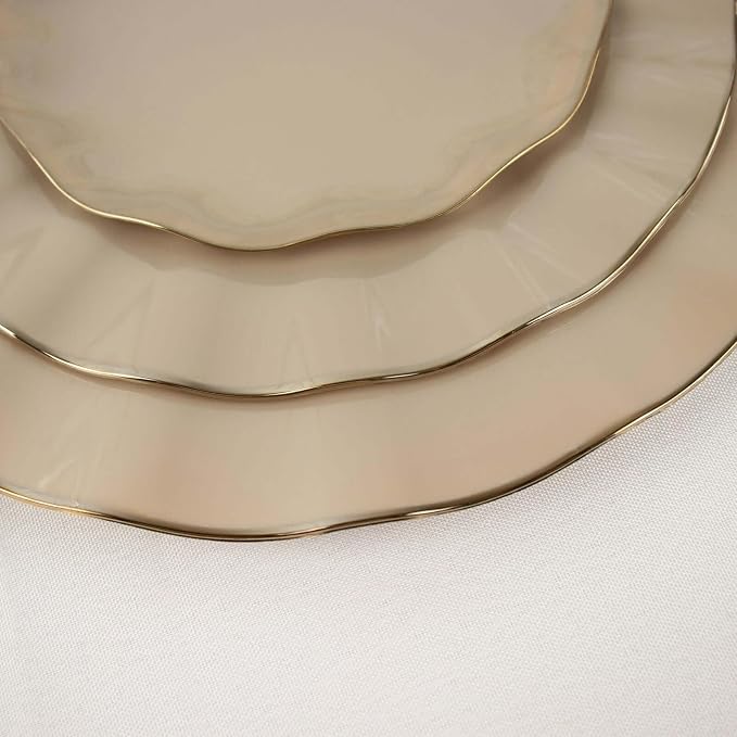 Efavormart 11" Dinner Plates – Set of 10 Plastic Taupe Round Disposable Plates - Image 8