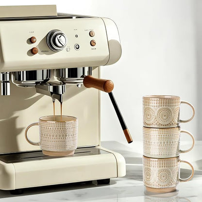 GBhome 12 oz Coffee Mugs Set of 4, Stackable Ceramic Coffee Cups Set | Modern - Image 4