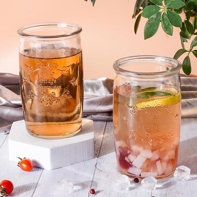 Dingerjar Vintage Drinking Glasses set of 6 Artisan Crafted 20 Oz Premium Clear - Image 4