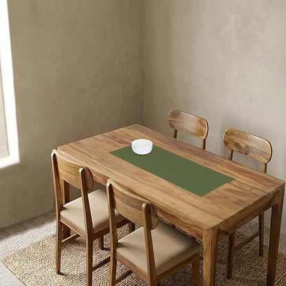Solino Home 100% Pure Linen Dining Table Runner Olive Hemstitch, 14 x 36 in | - Image 2
