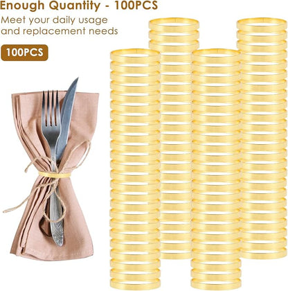 100 Pcs Gold Napkin Rings Bulk, Metal Napkin Ring Holders Round Buckles - Image 3