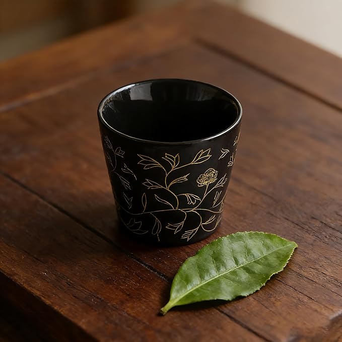 KEYDUACU Japanese Tea Set, Ceramic Tea Set, Plum Blossom Embossed, 6 Teacups - Image 3