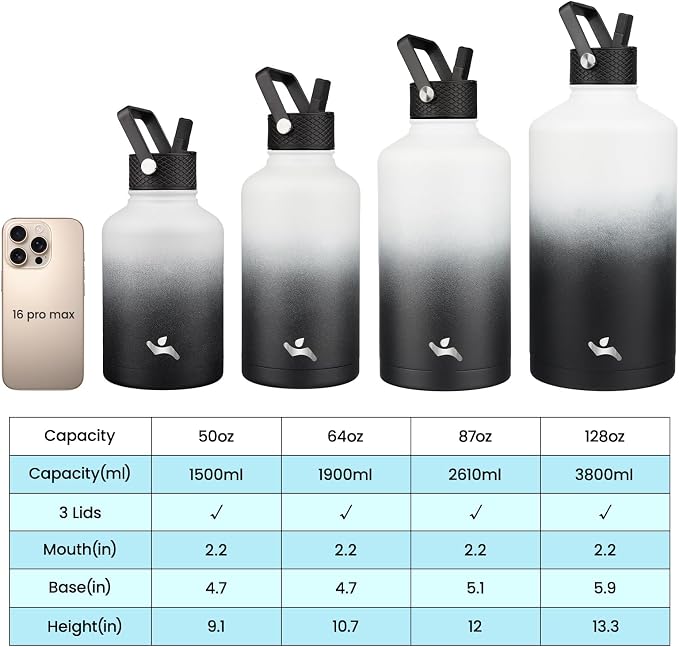 Konokyo 50 oz Insulated Stainless Steel Water Bottle Jug - Image 4