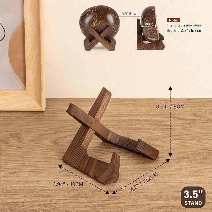 ANBOXIT Bowl Stands for Display, 3.5 Inch Plate Holder, Wooden Easel | Frame - Image 4