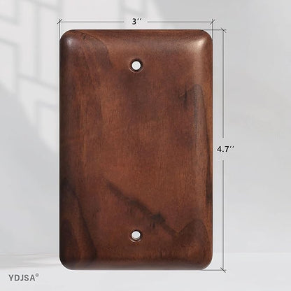 Gloss Finish Blank Wall Plate Solid Wood 1-Gang Cover Plate in Premium North American Walnut