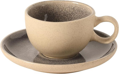 Gibson Elite Manila Bay 8-Piece Stoneware 5 oz Cup and Saucer Set, Reactive - Image 6