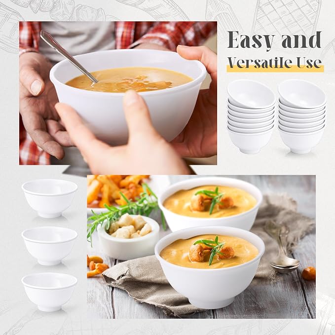 Tioncy 50 Pcs Bowls Set Unbreakable Dessert Soup Salad Bowls - Image 3