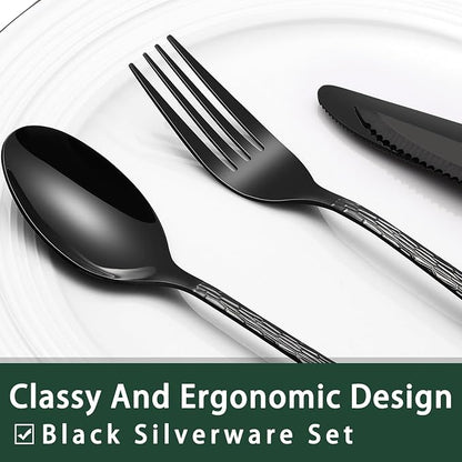 EWFEN 24-Piece Black Silverware Set - Image 3