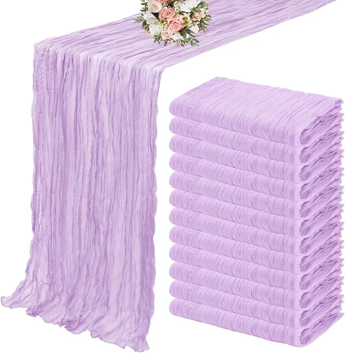 YMHPRIDE 12 Pack Cheesecloth Table Runner 35x120in Lavender Table Runner | Boho by YMHPRIDE