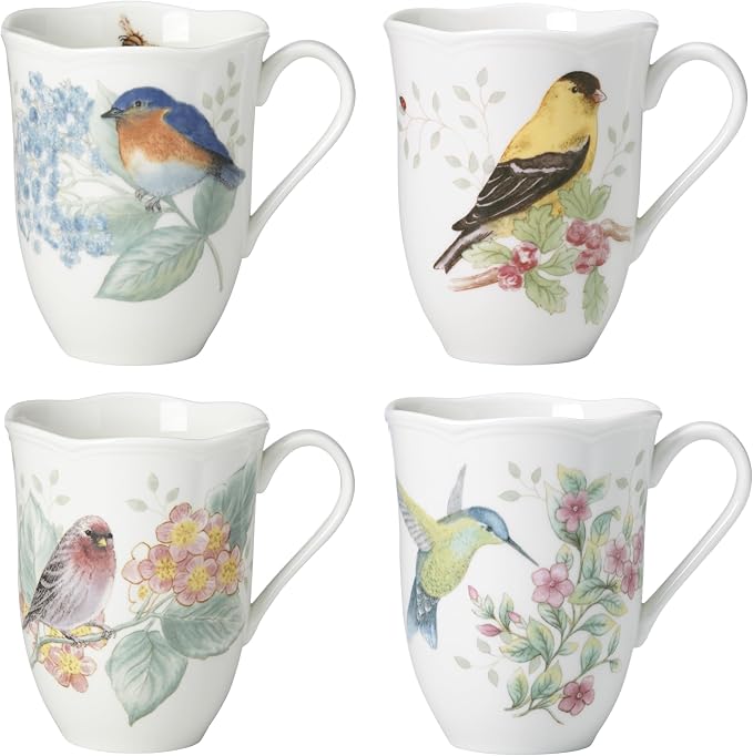 Lenox Coffee Mug Set, Butterfly Meadow Flutter 4-Piece Mugs, Service by Lenox