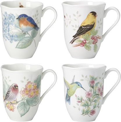 Lenox Coffee Mug Set, Butterfly Meadow Flutter 4-Piece Mugs, Service by Lenox