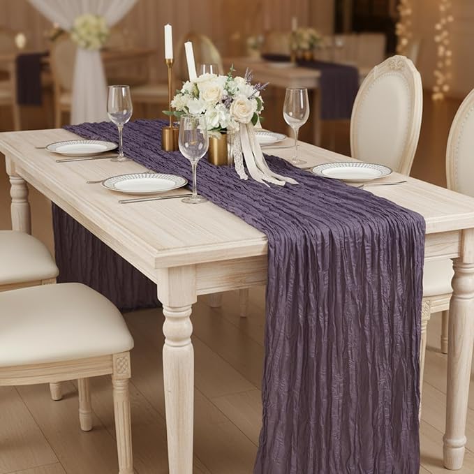 12 Pack Dusty Purple Cheesecloth Table Runner 120 Inch Boho Wedding Decor | - Image 7