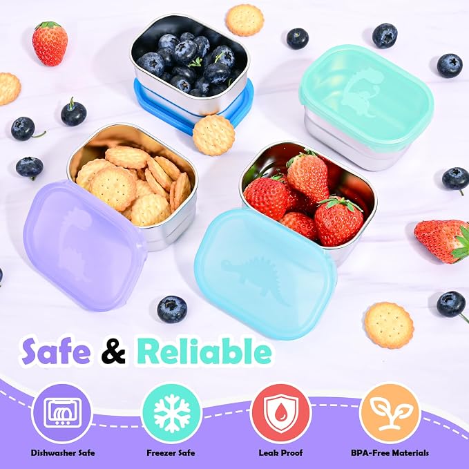 4×8oz Small Stainless Steel Snack Containers - Image 4