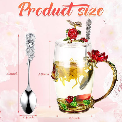 Nuanchu 4 Sets Flower Glass Tea Cups - Image 3