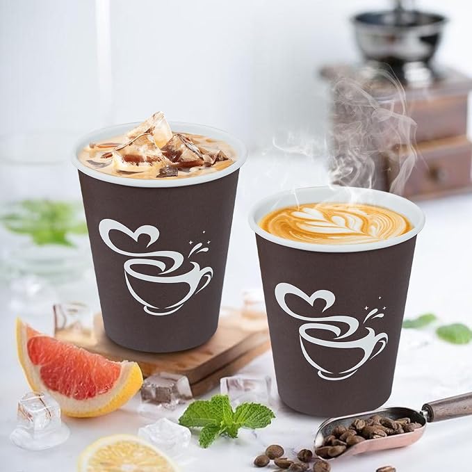 Clawsoff 10 oz 200 count Disposable Coffee Cups Hot Paper Cups Brown | - Image 3