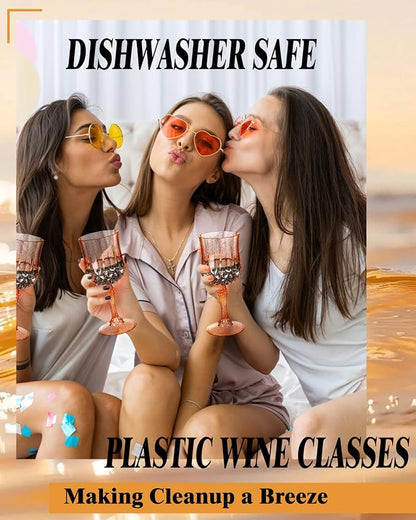 Ciaell 24 Pack Amber Plastic Wine Glasses - Image 3