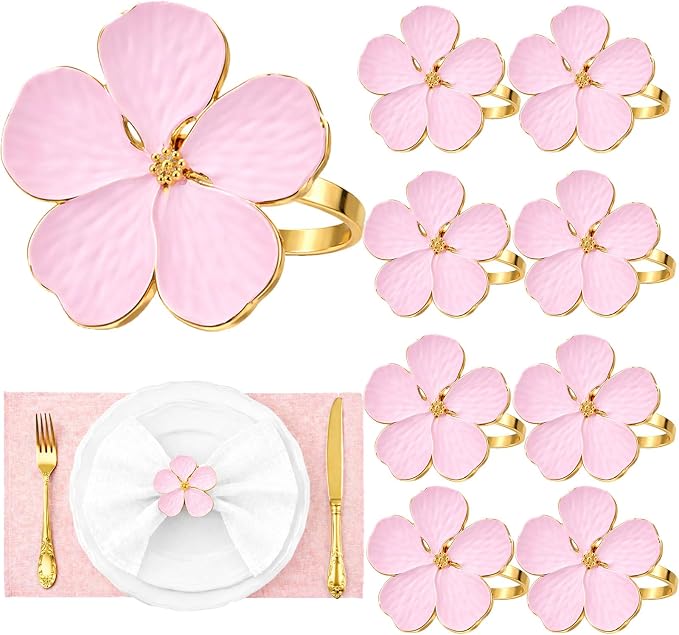 Flower Napkin Rings Set of 8, European Palace-Style Glaze, High-Temperature by Unknown