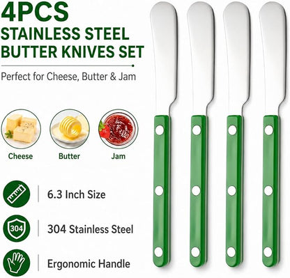 4PCS Stainless Steel Butter Knives Set: 6.3 Inch Cheese Spreader 304 Stainless - Image 2