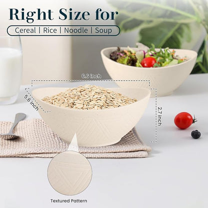 Wheat Straw Bowls Set of 4, Unbreakable Cereal Bowl 26 OZ, Microwave & - Image 3