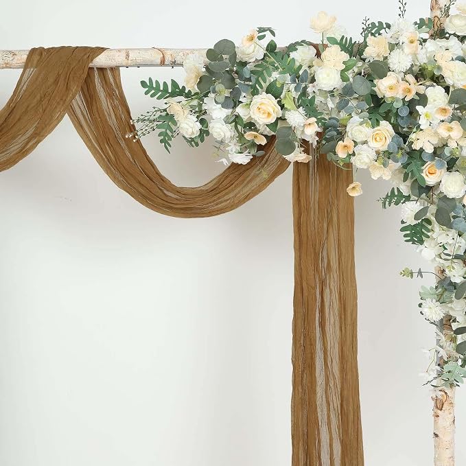Efavormart 20ft Taupe Gauze Cheesecloth Wedding Arch Drapery Fabric, Extra Long - Image 9