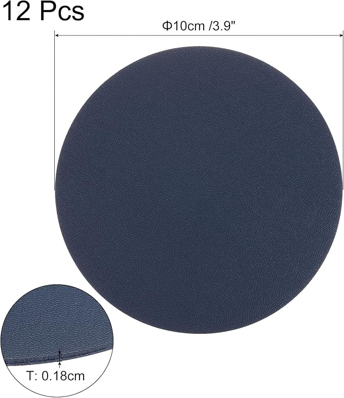 uxcell Round Faux Leather Coasters 4 Inch, Drink Coasters Suit - Image 2