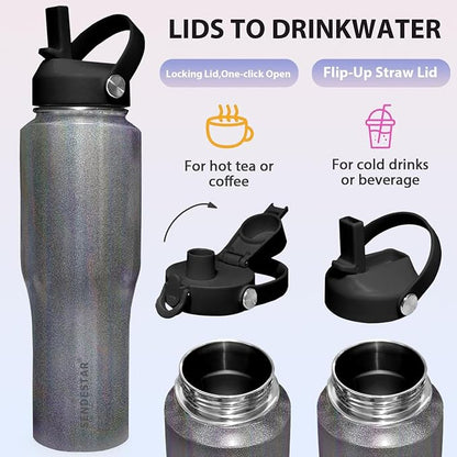 SENDESTAR Water Bottle, Wide Mouth Stainless Steel Vacuum Insulated Double Wall - Image 5