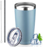 20 oz Tumbler with Lids and Straws, Stainless Steel Insulated Coffee Tumbler by GUDEMAO