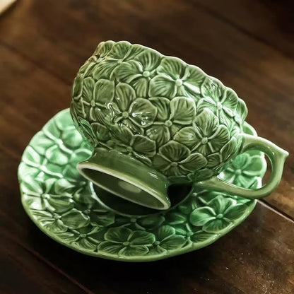 KAMMAK Tea Cups and Saucers Set of 2, 8.5 oz Porcelain Coffee Cups, 561N | - Image 4