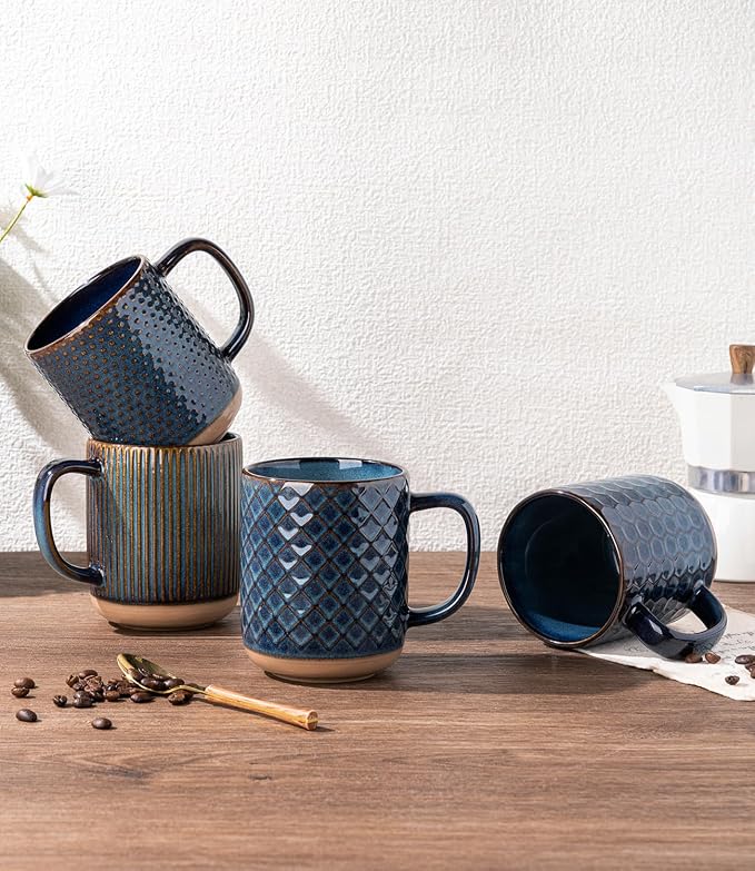 GBhome Coffee Mugs Set of 4, 16 oz Blue Coffee Cups - Image 7