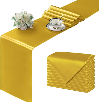 Manyshofu Gold Satin Table Runner 12x72 by Manyshofu