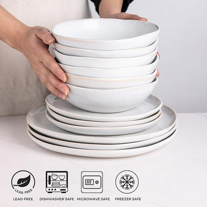 AmorArc Ceramic Cereal Bowls Set of 6, 24 oz Handmade Stoneware Bowls Set for Cereal Soup Salad, Stylish Kitchen bowls for Meal, Dishwasher & Microwave Safe, Reactive Color