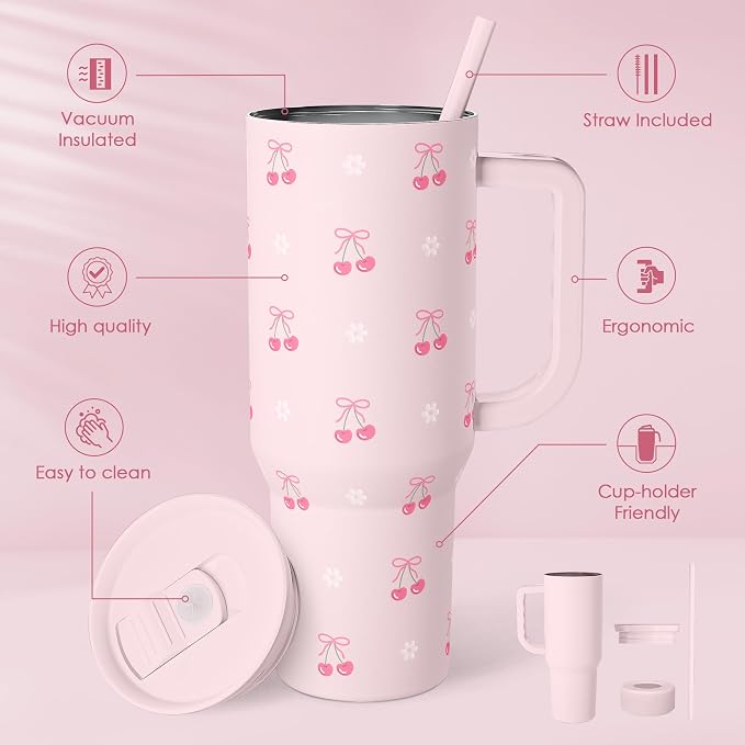 SANDJEST Cherry 40oz Slider Tumbler - Image 2