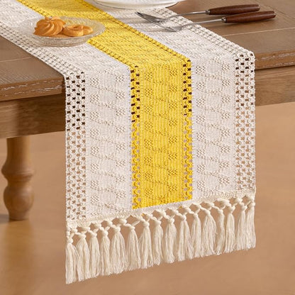 Boho Table Runner Summer Farmhouse Rustic Dining Dresser Scarf Home Decor | - Image 4