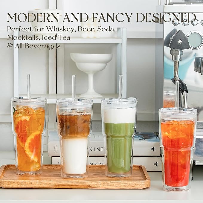 KEMORELA 20 oz Double Wall Glass Tumblers - Image 3