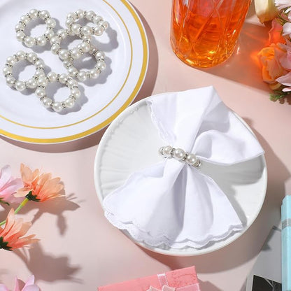 100Pcs Pearl Napkin Rings, Round Napkin Ring Holder, Elegant Serviette Napkin - Image 7