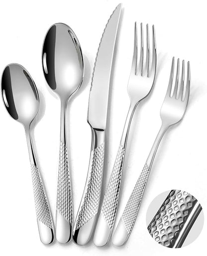 20-Piece Hammered Silverware Set by Lemeya