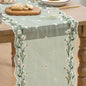 Artoid Mode Daisy Floral Sage Green Shaped Gauze Embroidery Table Runner 120 by ArtoidMode