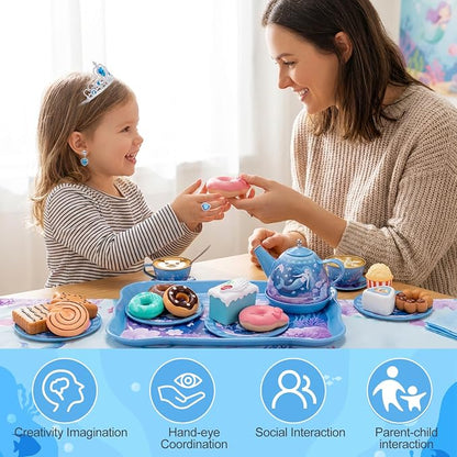 iAOVUEBY Tea Party Set for Little Girls, Kids Pretend Play Kitchen Toys - Image 5